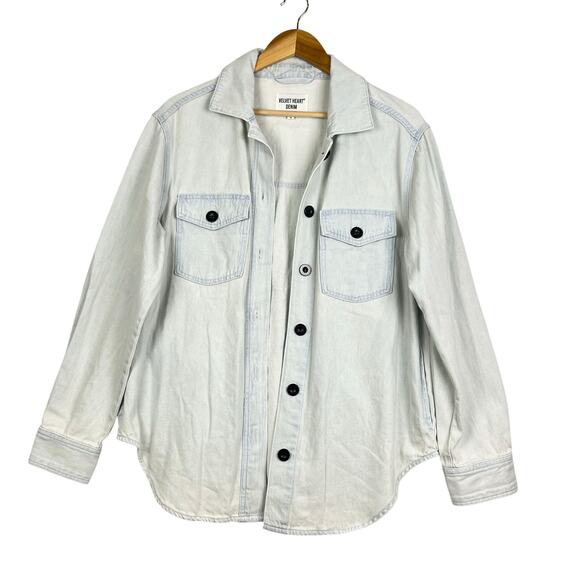 NEW Velvet Heart Thick Denim Full Button Light Blue Chore Shacket Medium - Picture 3 of 11
